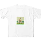 korokoroグッズの草原のキリン フルグラフィックTシャツ