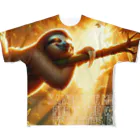 k.a.u.j.7の“Savor the moment, for in the world of sloths, every second is precious.”（その瞬間を味わえ、ナマケモノの世界では、すべての秒が貴重だ。） フルグラフィックTシャツ
