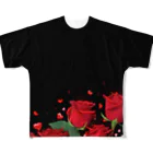 黒猫たんとちゃんの薔薇 All-Over Print T-Shirt