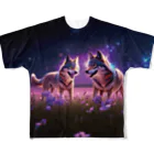 片田舎のデザイン屋さんの花畑オオカミ3 All-Over Print T-Shirt