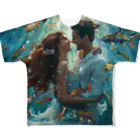 AQUAMETAVERSEの人魚姫と王子の微笑み アメジスト 2846 All-Over Print T-Shirt