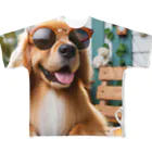 AQUAMETAVERSEのサングラスをかけた、かわいい犬 Marsa 106 フルグラフィックTシャツ