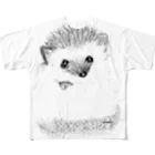 greetenのハリネズミ　モノクロアート All-Over Print T-Shirt