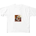 jkmurataのパールと旅大好きなネコパールは、エジプトのホテルで仕事中 All-Over Print T-Shirt