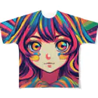 NonsenseCatのサイケ少女 All-Over Print T-Shirt