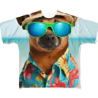 MACOCCHIのハワイアンスタイル全開！アロハシャツを着こなすかわいいワンちゃん♪ フルグラフィックTシャツ