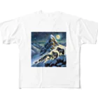 DREAMHOUSEの雪山のオオカミの群れ フルグラフィックTシャツ