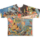 浮世絵ショップ のどぐろ　UKIYOE SHOP NODOGUROの蛸　青物魚軍勢大合戦之図 / Illustration of the Great Battle of thevegetables and Fish Army All-Over Print T-Shirt