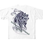 Licca's LickのRyukyu traditional シーサー(絣柄　波) フルグラフィックTシャツ