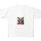 だんのんのカラフルメガネをかけた猫 All-Over Print T-Shirt