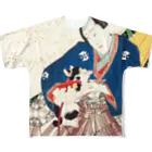 浮世絵ショップ のどぐろ　UKIYOE SHOP NODOGUROの猫　源氏後集余情　あつまや / Genji Goshu Yojo Atsumaya フルグラフィックTシャツ