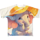 AQUAMETAVERSEの帽子をかぶった可愛い子供ゾウ Marsa 106 All-Over Print T-Shirt