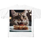 feliceのごはんを食べている猫 All-Over Print T-Shirt