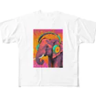 sawaグッズのMusic Lover Elephant フルグラフィックTシャツ
