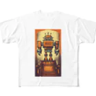 mirinconixのブリキのヴィンテージ風ロボットのイラスト All-Over Print T-Shirt