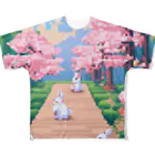 ruiruirのドット絵　子うさぎ　春のお散歩 All-Over Print T-Shirt