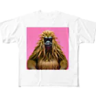 enjoy lifeのイカゴリラ1ピンク フルグラフィックTシャツ