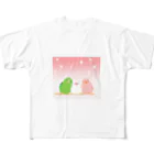 ぽっぽこ本舗の三色インコ All-Over Print T-Shirt