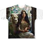 SWQAのホワイトライオンと彼女 フルグラフィックTシャツ