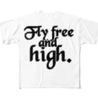 TaDan_StoreのFly free and high. フルグラフィックTシャツ