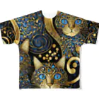 MOCAMOCAのアールデコな猫 フルグラフィックTシャツ