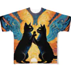 Be.BonHa 【ビーボナ】の黒猫のダンス フルグラフィックTシャツ