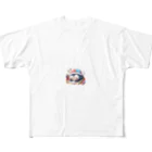 OCEAN_HUNTERのお絵描き途中に居眠りペンちゃん All-Over Print T-Shirt