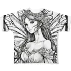 かるるんショップの妖精の花嫁シリーズ　モノトーン　バストアップ All-Over Print T-Shirt