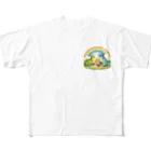 リトルスタイルズ　パパママ&子ども服の恐竜家族 All-Over Print T-Shirt