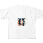 ウエディング♡カップルグッズのピクサー風カップル フルグラフィックTシャツ