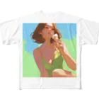AQUAMETAVERSEの夏風の中のアイスクリーム・ディライト Marsa 106 フルグラフィックTシャツ
