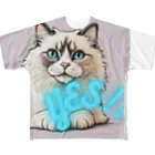 yae_8の猫　YES！！　おしゃれで前向きっぽい日常アイテム フルグラフィックTシャツ