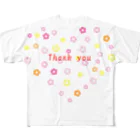 ainarukokoroのありがとう　感謝　Thank you プレゼント　かわいい　ハート フルグラフィックTシャツ