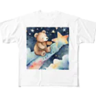 星降る夜にの流星熊 フルグラフィックTシャツ