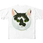 segasworksのねこさんのお顔（白黒ねこ） All-Over Print T-Shirt