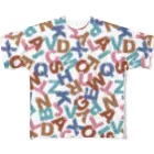 親子設計 CHIiKu MOJi『知育文字』のアルファベットメンメ付 フルグラフィックTシャツ
