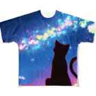 猫との風景の風景_星空と猫001 フルグラフィックTシャツ