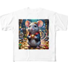 Fujimishokaiのかわいいネズミが、キュートなしっぽをふりふり♪ フルグラフィックTシャツ