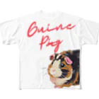 OKameMolꕤ︎︎オカメモルの油絵風「GuineaPig」三毛モルモット フルグラフィックTシャツ