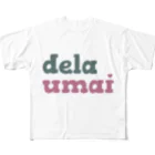 carl-carlのdela umai ロゴ フルグラフィックTシャツ