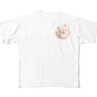 RKENの夢の中で冒険中のかわいらしい猫ちゃん。 フルグラフィックTシャツ