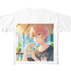 ShopＴＫの夏の爽やかな風に包まれた青年 フルグラフィックTシャツ