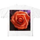 Karunの魅力的な赤い薔薇 フルグラフィックTシャツ