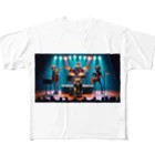 ANIMAL HEROES -musical band-のニャイト・ジャズ・ライブ」：スーツとサングラスの猫バンド All-Over Print T-Shirt