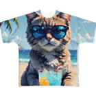 メロンパン猫のイケ猫と過ごす夏 フルグラフィックTシャツ