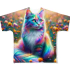 momonekokoの虹色に輝く優雅な猫 All-Over Print T-Shirt