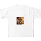 nigihayahiの夕日を背景に威厳あるライオンの姿。 All-Over Print T-Shirt