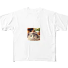 Cartoonの猫とハムスター仲良し All-Over Print T-Shirt