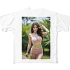 AI美女大好きクラブの「海辺の恋模様: AI美女のビーチウェア・ファンタジー」vol248 All-Over Print T-Shirt