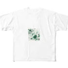 アミュペンの数学的なデザインを持つ緑と白の花 All-Over Print T-Shirt